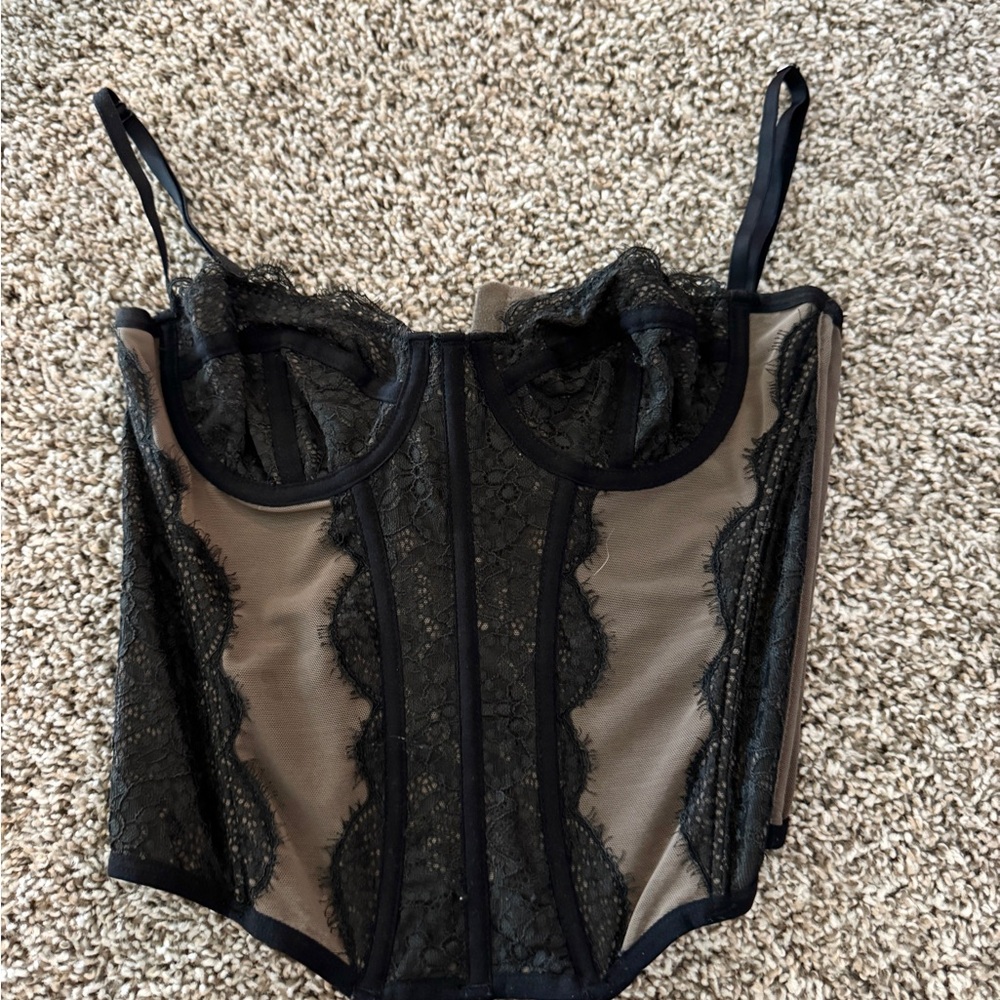 S/M urban outfitters black corset top!!
